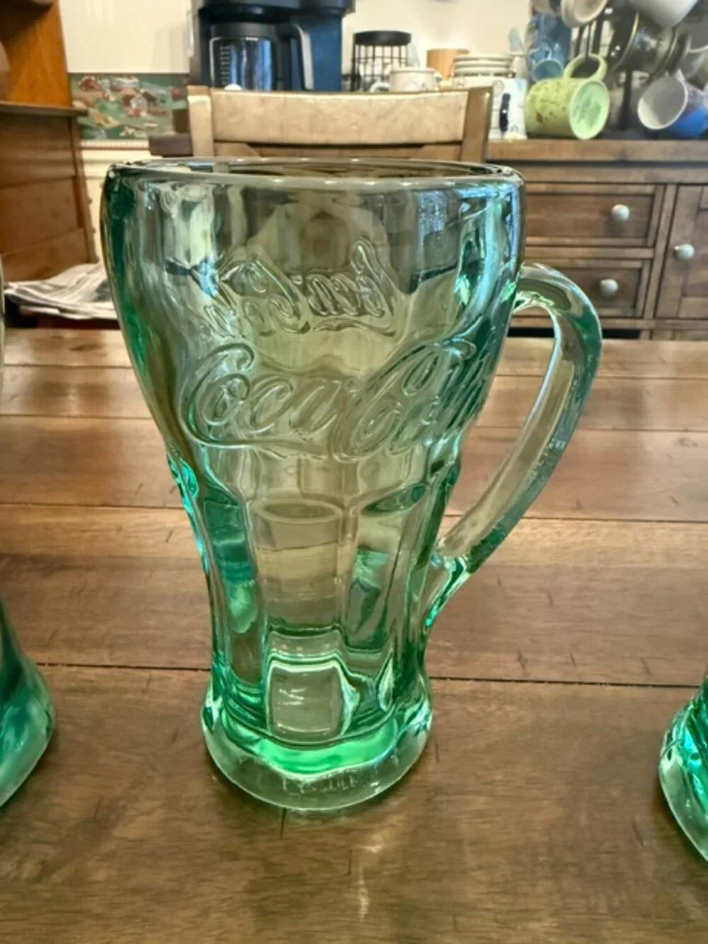 Set of 5 Vintage Libbey Coca-Cola Georgia Green Glass Handled Mugs - Perfect Con